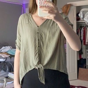 green flowy top